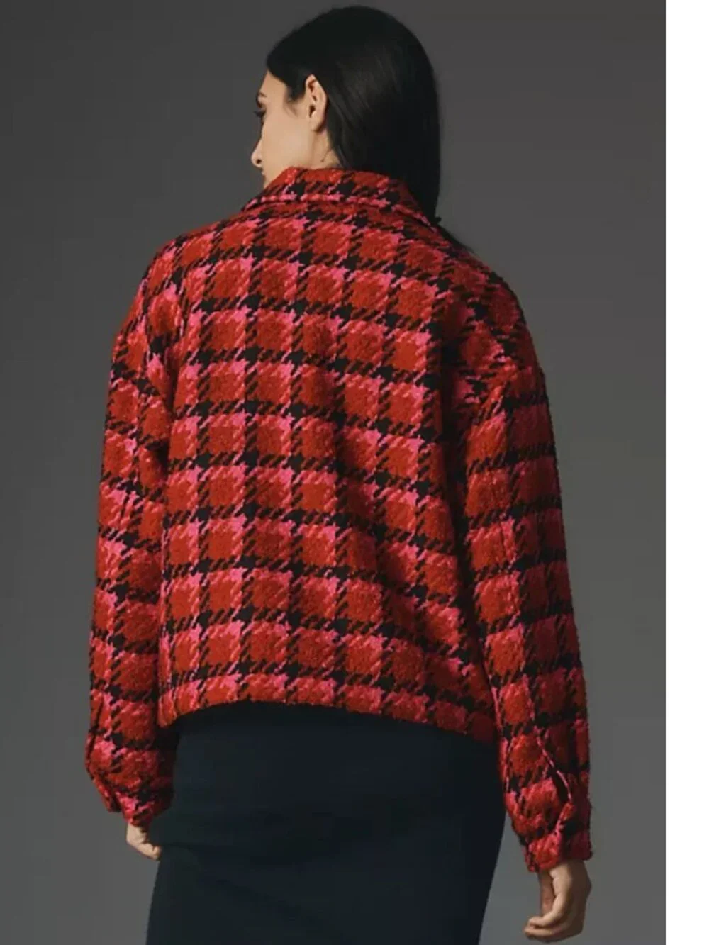 Anthropologie Sanctuary Shacket Plaid Long Sleeve Red Size Medium - Picture 4 of 9